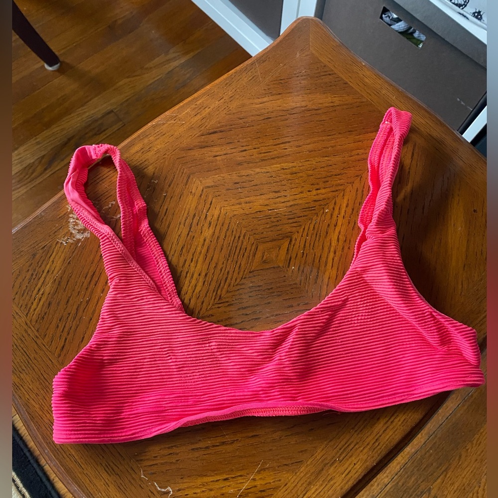 Topshop Ribbed Scoop Bikini Top
